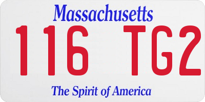 MA license plate 116TG2