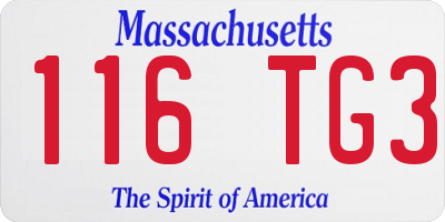 MA license plate 116TG3