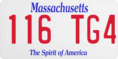 MA license plate 116TG4