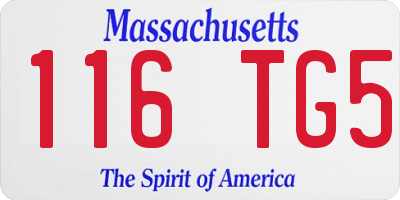 MA license plate 116TG5