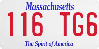 MA license plate 116TG6