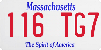 MA license plate 116TG7