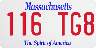 MA license plate 116TG8