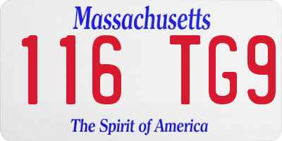 MA license plate 116TG9