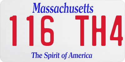 MA license plate 116TH4
