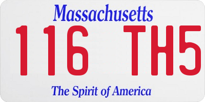 MA license plate 116TH5