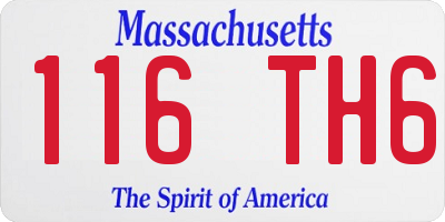 MA license plate 116TH6