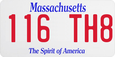 MA license plate 116TH8