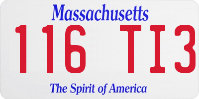 MA license plate 116TI3