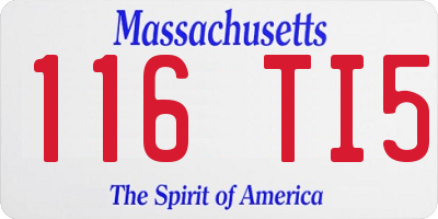 MA license plate 116TI5
