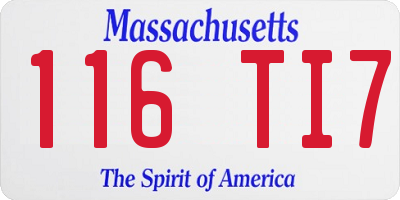 MA license plate 116TI7