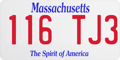 MA license plate 116TJ3