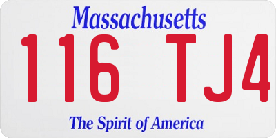 MA license plate 116TJ4