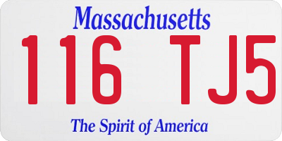 MA license plate 116TJ5