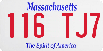 MA license plate 116TJ7