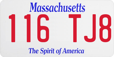 MA license plate 116TJ8