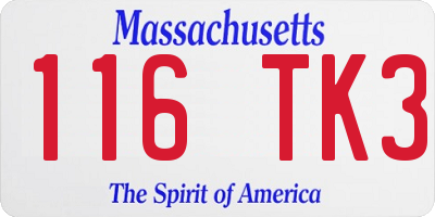 MA license plate 116TK3