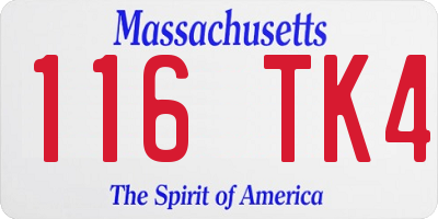 MA license plate 116TK4