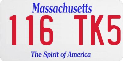 MA license plate 116TK5