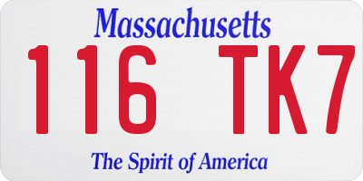 MA license plate 116TK7
