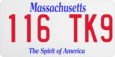 MA license plate 116TK9