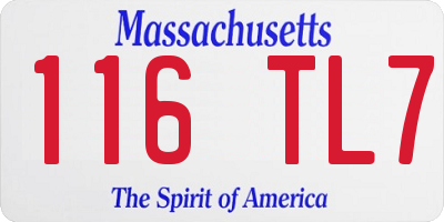 MA license plate 116TL7