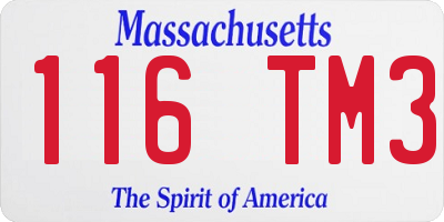 MA license plate 116TM3