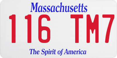 MA license plate 116TM7