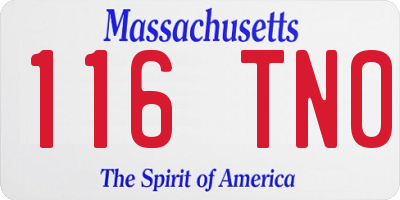 MA license plate 116TN0