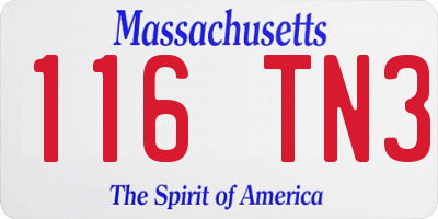 MA license plate 116TN3