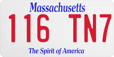 MA license plate 116TN7