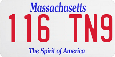 MA license plate 116TN9