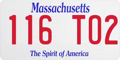 MA license plate 116TO2
