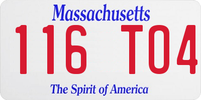 MA license plate 116TO4