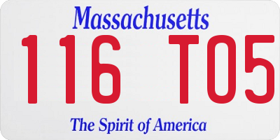 MA license plate 116TO5