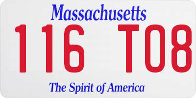 MA license plate 116TO8