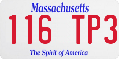 MA license plate 116TP3