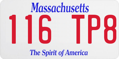 MA license plate 116TP8