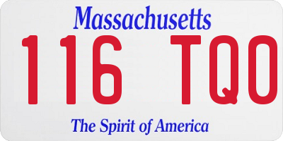 MA license plate 116TQ0