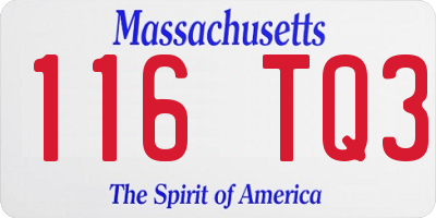 MA license plate 116TQ3
