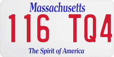 MA license plate 116TQ4
