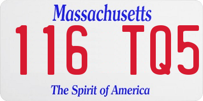 MA license plate 116TQ5