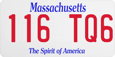 MA license plate 116TQ6