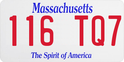 MA license plate 116TQ7