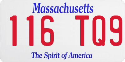 MA license plate 116TQ9