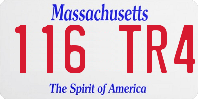 MA license plate 116TR4