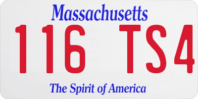 MA license plate 116TS4