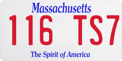 MA license plate 116TS7
