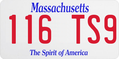 MA license plate 116TS9