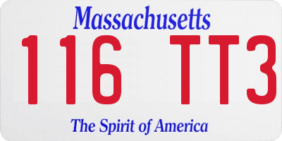 MA license plate 116TT3